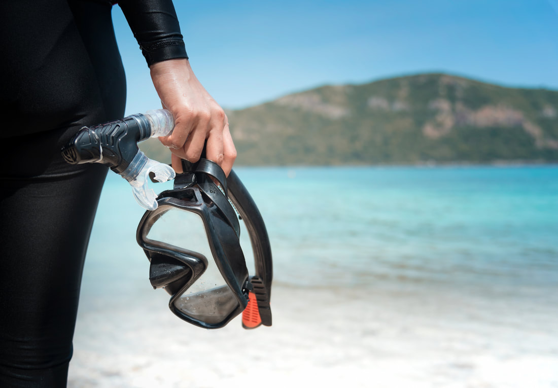 person with snorkeling mask